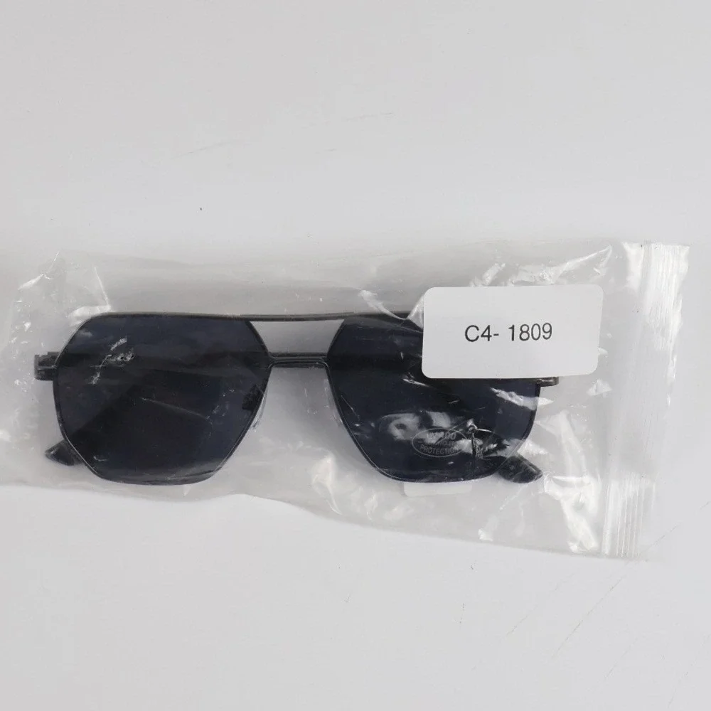 Buckle Sunglasses Geometric Aviator Gunmetal Grey Black OS NWT